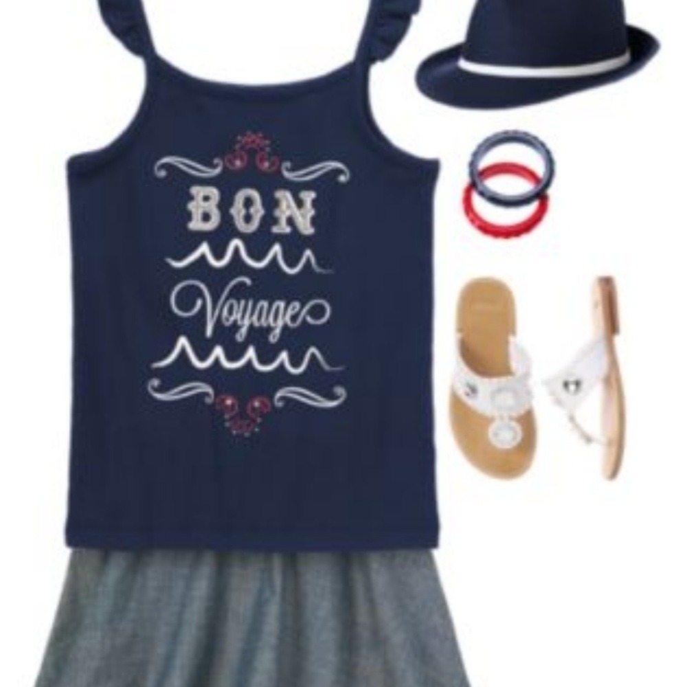 Gymboree Girls Tank Top Bon Voyage Navy Blue Sleeveless Summer Top NWT Size 5